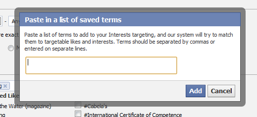 Facebook Interest Targeting Paste in a List