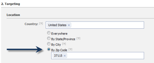 Facebook Advertising Zip code Targeting